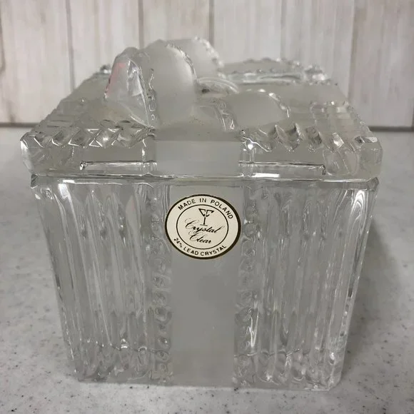Crystal Gift Jewelry Box with Decorative Bow Lid made in Poland Women's Exchange